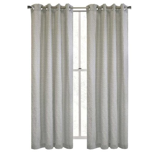 52" x 84" Organa Textured Geo Jacquard Grommet-Silver Grey