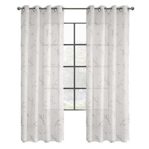 52" x 84" Rally Printed Sheer Grommet-White