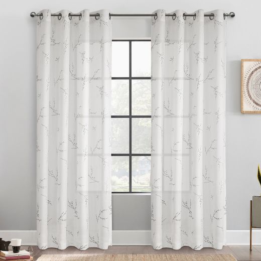 52" x 84" Rally Printed Sheer Grommet-White