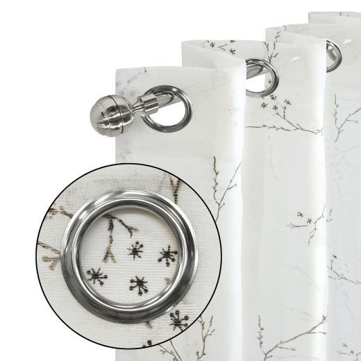 52" x 84" Rally Printed Sheer Grommet-White