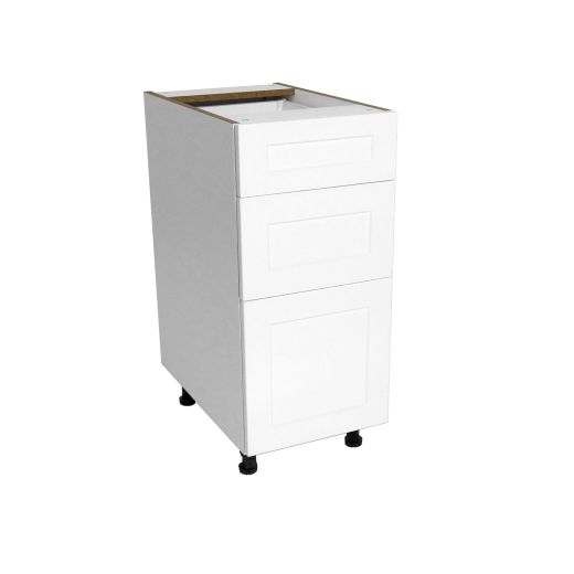 15" White Shaker Thermafoil 3 Drawer Cabinet