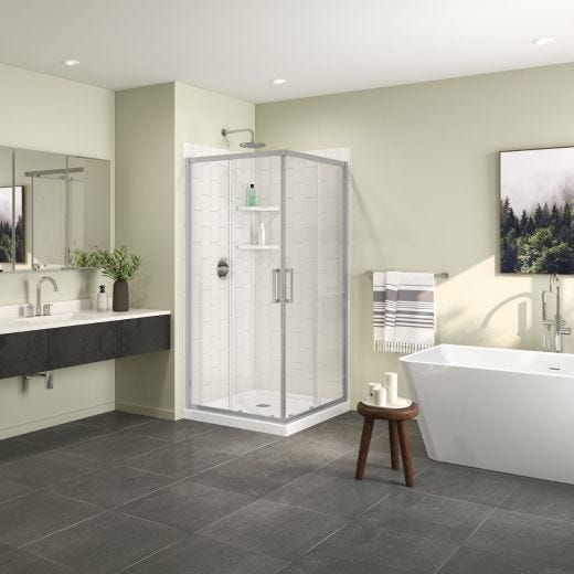 Ensemble de douche carrée Scarlet 36 x 36 po, chromé