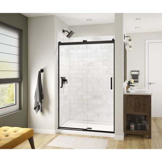 Revelation 6mm 44-47" x 70.5" Square Shower Door Matte Black