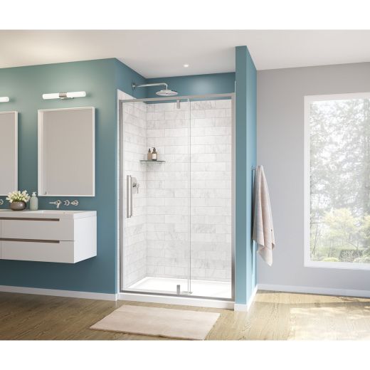 Porte de douche pivotante Uptown 44-47 x 76 po, chromé