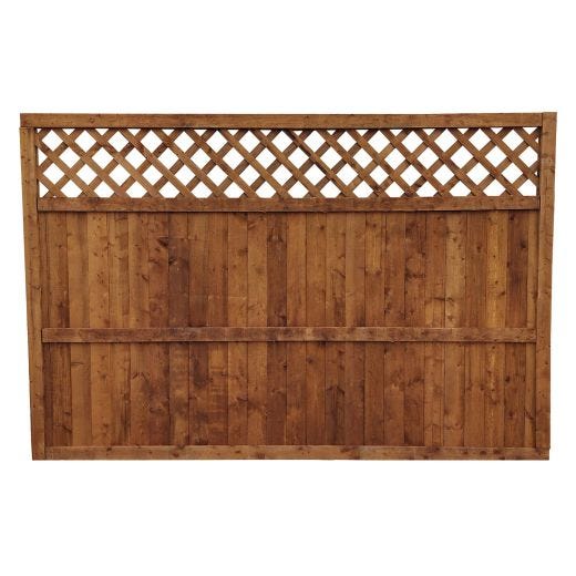 64" x 8' Brown Pressure Treated Lattice Top Fence Panel