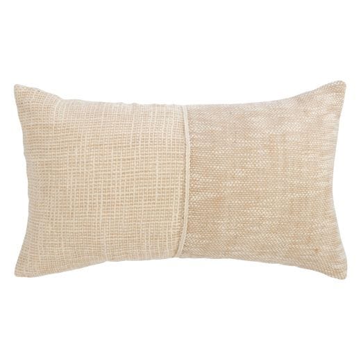 Two-Tone Beige Weaved Rectangular Cushion