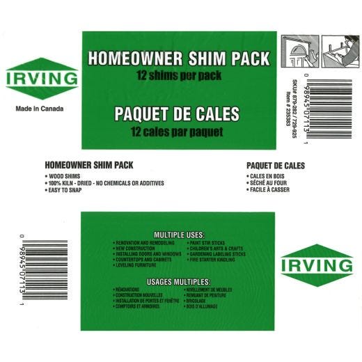 8" Kiln Dried Wood Shims-12/Pack