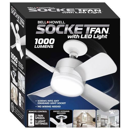 Bell+Howell SocketFan LED Light with Remote