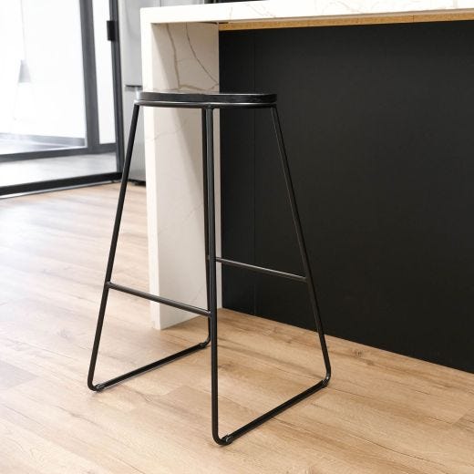 Black Wood Seat Counter Stool