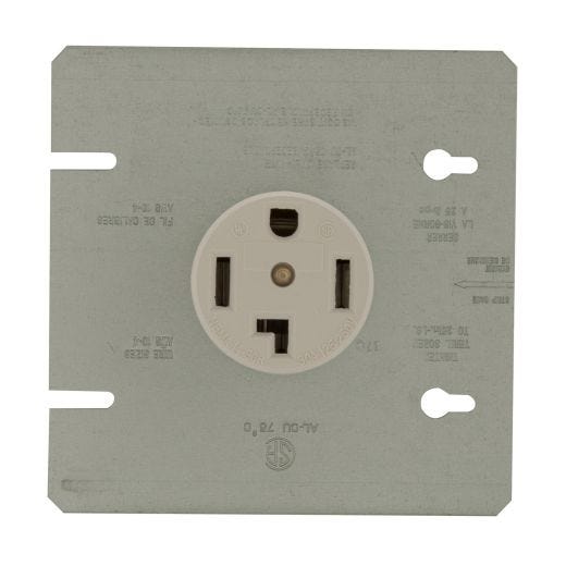 30 A Black Straight Blade Dryer Power Receptacle
