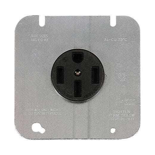 50 A Black Straight Blade Stove Power Receptacle