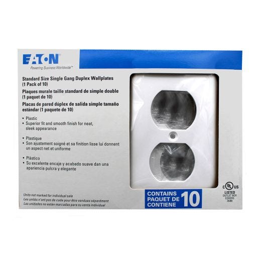 Eaton Duplex Receptacle Wall Plate-10/Pack