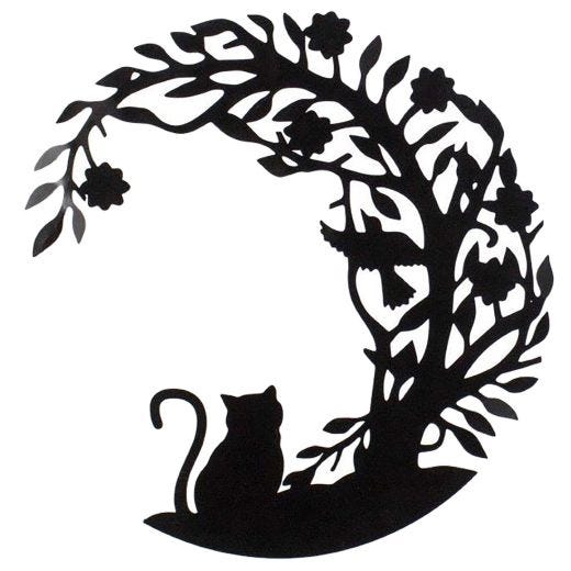 24" Cat Metal Black Décor