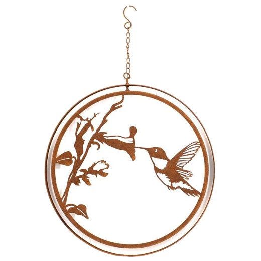 25" Hummingbird Hanging Metal Rust