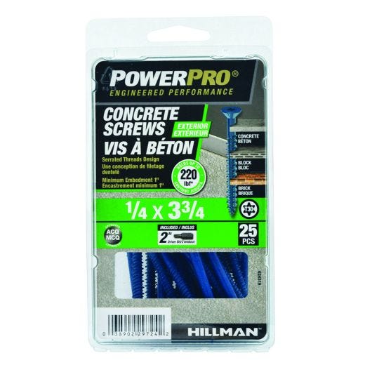 1/4 x 3-3/4 Concrete Screw Flat Head Torx-25/Pack