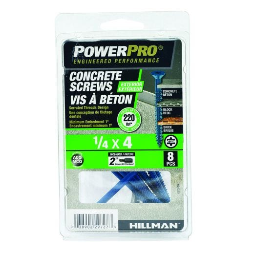 1/4 x 4 Concrete Screw Flat Head Torx-8/Pack