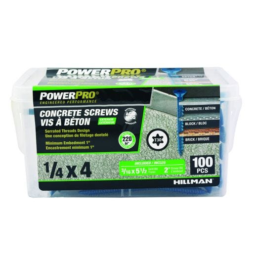 1/4 x 4 Concrete Screw Flat Head Torx-100/Pack