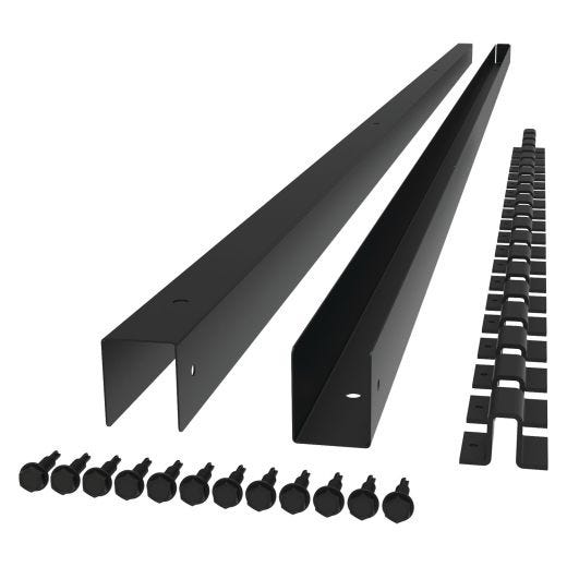 72'' Matte Black Steel U-Channel With Spacers-2/Pack