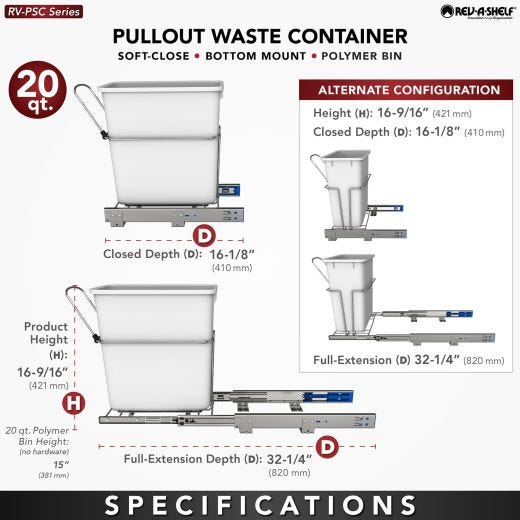 20 Quart Waste Container With Soft-Close