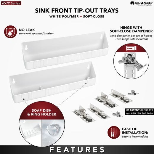 Polymer Tip-Out Trays for Sink Base Cab With Soft Close