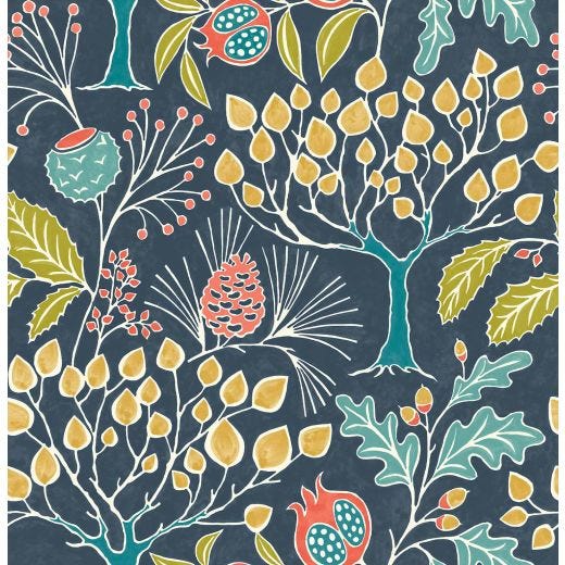 Groovy Garden Navy Peel & Stick Wallpaper