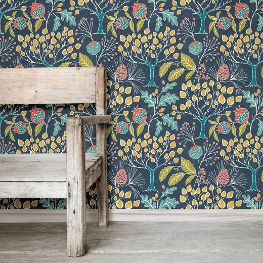 Groovy Garden Navy Peel & Stick Wallpaper