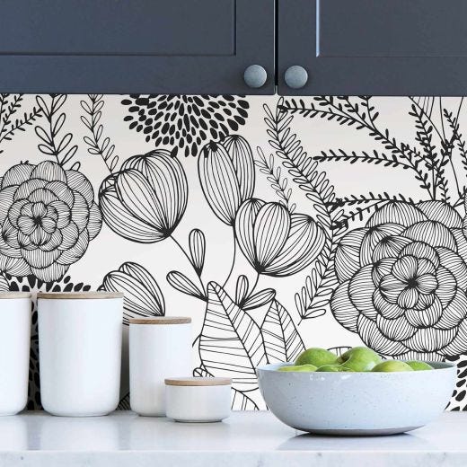 Black Secret Garden Peel & Stick Wallpaper