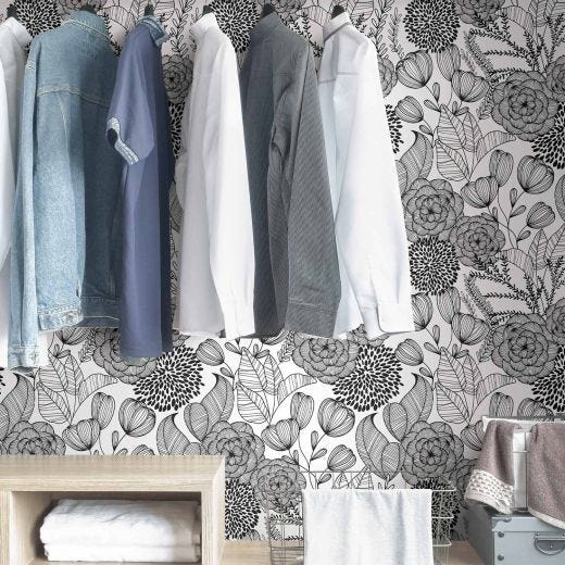 Black Secret Garden Peel & Stick Wallpaper