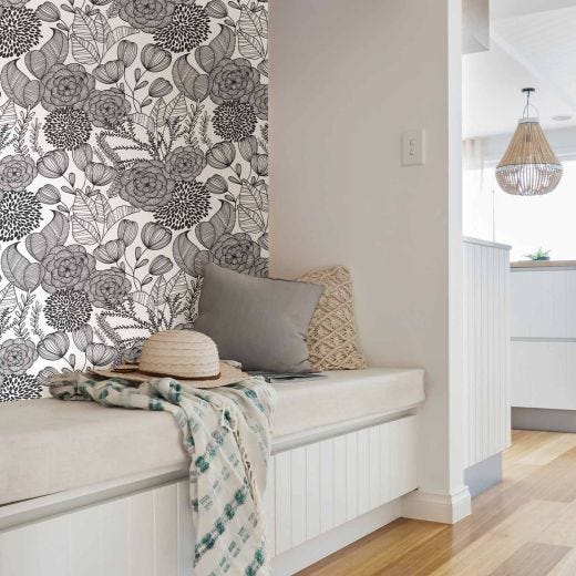 Black Secret Garden Peel & Stick Wallpaper