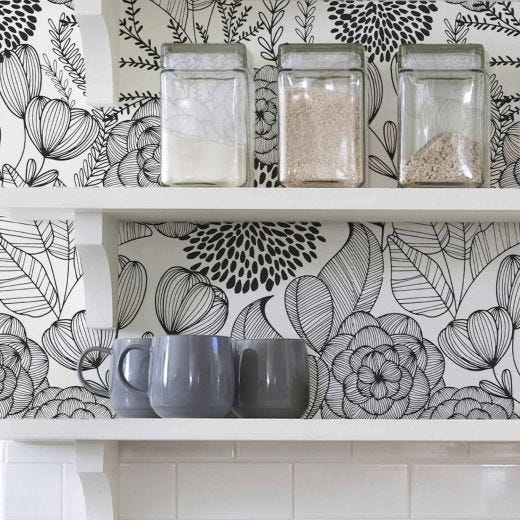 Black Secret Garden Peel & Stick Wallpaper