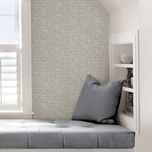 Grey Poplin Texture Peel and Stick Wallpaper