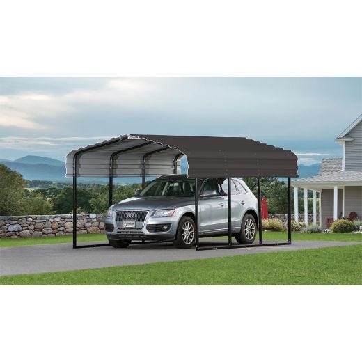 Galvanized Steel Carport 10'x15'x7'-Black/Charcoal