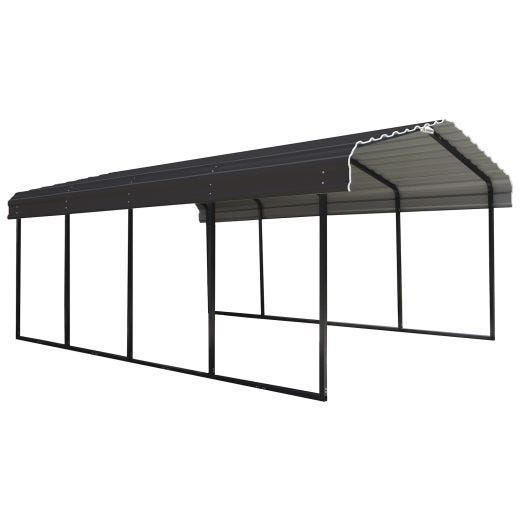 Galvanized Steel Carport 12'x 20'x7'-Black/Charcoal