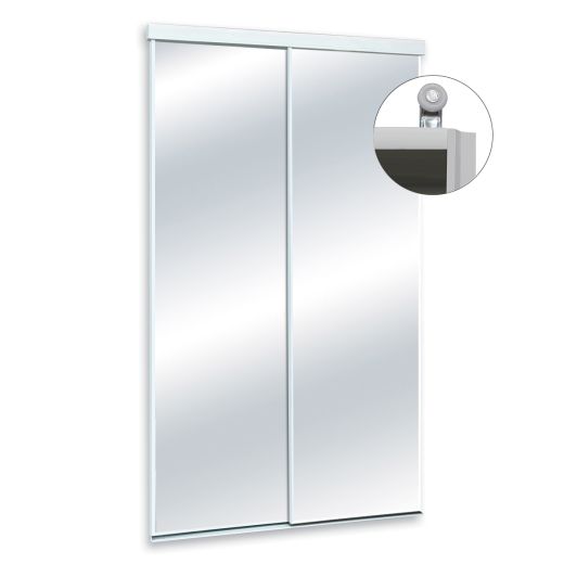 Sliding Clear Mirror White Frame 48" x 80 1/2"