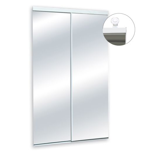 Sliding Clear Mirror Frameless White 48" x 80 1/2"