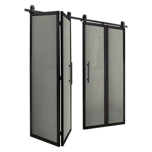 Traditional Slider With Strip Mirror Insert 60" x 80-1/2"