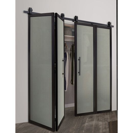 Traditional Slider With Strip Mirror Insert 60" x 80-1/2"