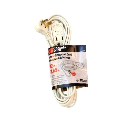 3 Outlet Plug Indoor Extension Cord-White 3.65M