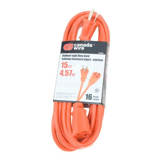 16/3 Indoor/Outdoor Orange Extension Cord 4.57M