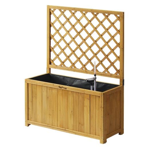 Wooden Trellis Box Planter With Liner