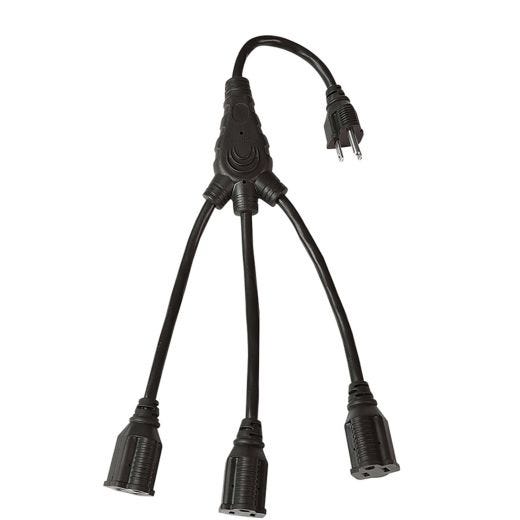 3 Outlet Indoor Power Cord Splitter 18" Length