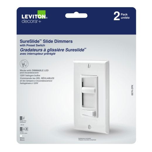 SureSlide Slide Dimmer With Preset Switch White-2/Pack