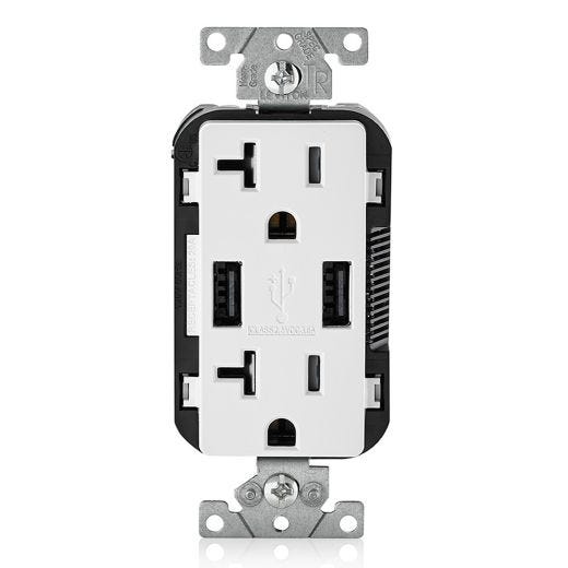 Decora USB Charger 20A Receptacle Type-A-White
