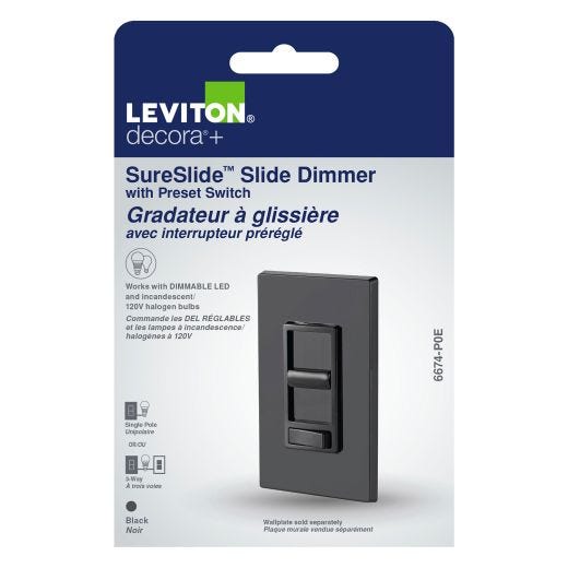 SureSlide Slide Dimmer With Preset Switch Black