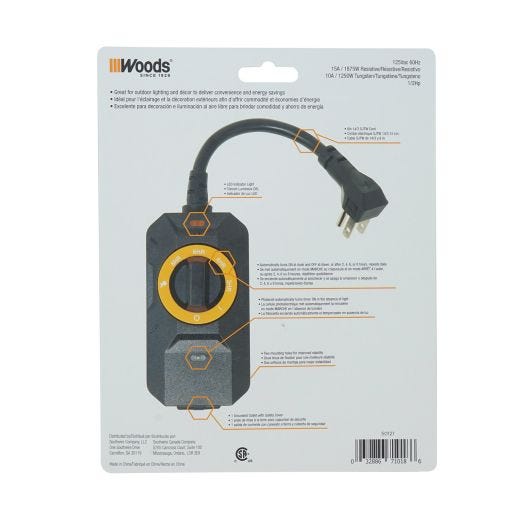 Outdoor Dusk To Dawn Lighting Timer, 1 Grounded Outlet