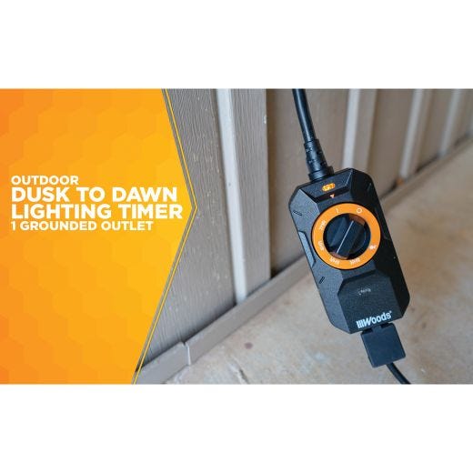 Outdoor Dusk To Dawn Lighting Timer, 1 Grounded Outlet
