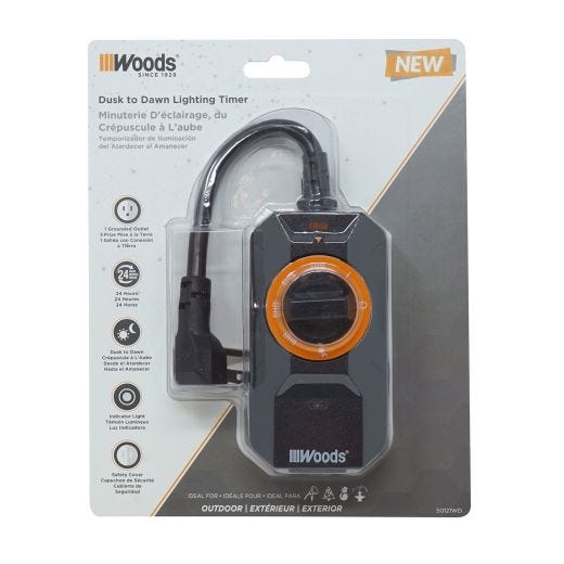 Outdoor Dusk To Dawn Lighting Timer, 1 Grounded Outlet