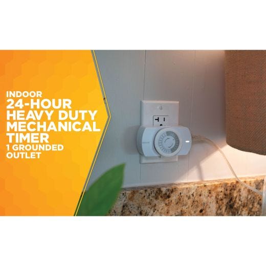 Indoor 24-Hour Heavy Duty Mechanical Timer, 1 Grounded Outle