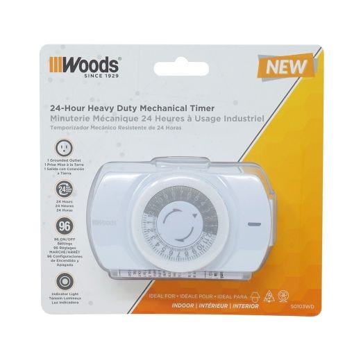 Indoor 24-Hour Heavy Duty Mechanical Timer, 1 Grounded Outle