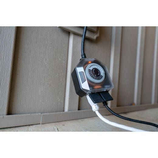 Outdoor 24-Hour Mechanical Timer, 1/2HP, 2 Grounded Outlets